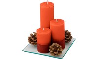 Set de trs velas em bandeia de vidro