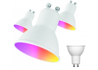 PACK 3 LMPADAS GU10 LED WIFI RGB + CCT (compatvel com Google Home e Amazon Alexa)