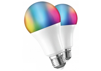 PACK 2 LMPADAS A60 E27 LED WIFI RGB + CCT (compatvel com Google Home e Amazon Alexa)