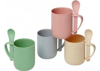 Caneca 420ml em palha de trigo com colher Rye