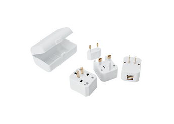 Adaptador de viagem com 2 entradas usb e caixa