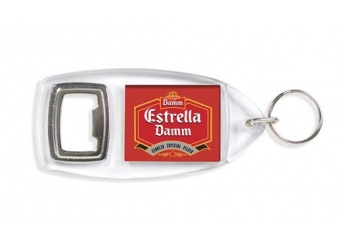 Porta-chaves rectangular com abre cpsulas em acrlico 