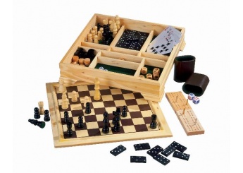 Mala de jogos 6 em 1 de madeira 