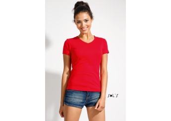 T-SHIRT COM GOLA EM V CORES PARA SENHORA LADY V