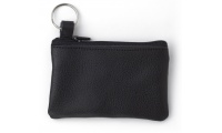 Porta-moedas de couro com fecho de correr