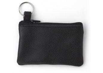 Porta-moedas de couro com fecho de correr