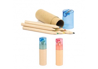 Conjunto de 6 lpis de cor com afia