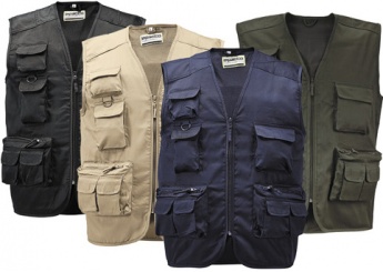Colete multi-bolsos com fecho em nylon