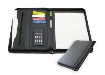 Portfolio A4 com bloco de notas e fecho + calculadora