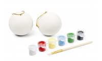 Kit pintura: 2 bolas de Natal + Pincel + 6 Cores Tinta