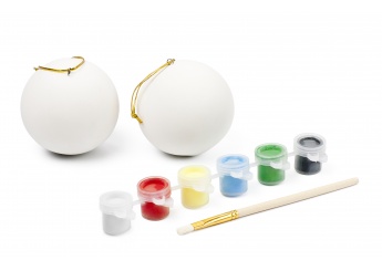 Kit pintura: 2 bolas de Natal + Pincel + 6 Cores Tinta