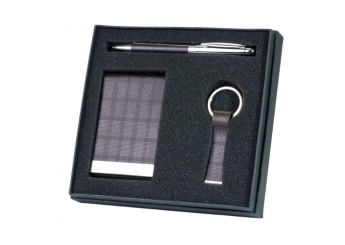Conjunto com porta-chaves + esferogrfica + porta-cartes