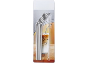 Conjunto de 4 palhinhas de ao inoxidvel