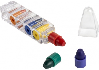 Seis lpis de cera em recipiente