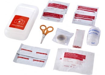 Conjunto de primeiros socorros em recipiente