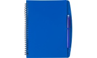   Caderno PP com espiral e 30 folhas pautadas. Possui uma explicao sobre o aplicativo de digitalizao e uma esferogrfica com tinta azul.