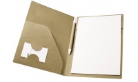 Pasta A5 + Bloco 20 folhas lisas de papel reciclado + esferogrfica