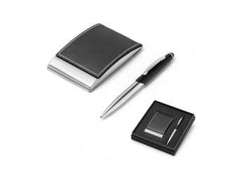 Conjunto esferogrfica e porta-cartes