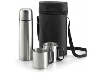 Conjunto garrafa termo e canecas