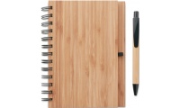 Bloco de notas A5 com 70 pginas de papel reciclado + esferogrfica BAMBLOC