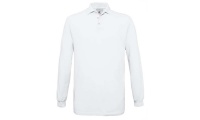 POLO B&C SAFRAN MANGA COMPRIDA BRANCA 180gr/m2