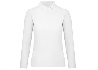 Polo Manga Comprida B&C ID.001 Women 180g Branco 3XL