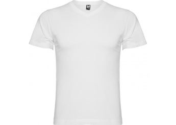 T-shirt branca manga curta gola decote em V 3XL