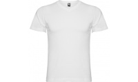 T-shirt manga curta gola decote em V branco SAMOYEDO
