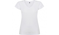 T-shirt branca de manga curta com decote em V