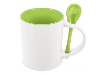Caneca sublimao de cermica redonda com colher