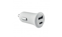 Carregador de carro usb Type-C com 2 hubs para smartphone com luz indicadora