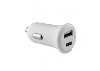 Carregador de carro usb Type-C com 2 hubs para smartphone com luz indicadora