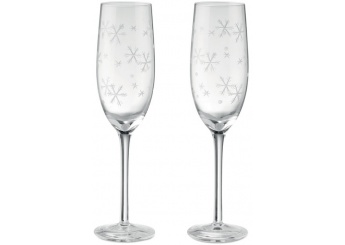 Conjunto 2 taas de champanhe com flocos de neve impresso CHEERS