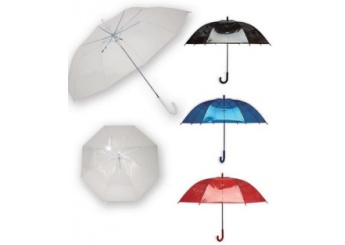 Guarda-Chuva Automtico com Barra e Cabo Curvo em Plstico Transparente