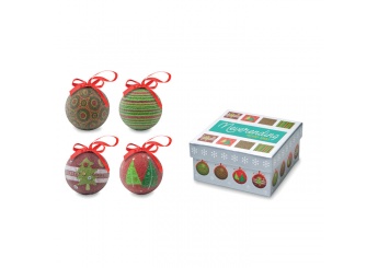 Set 4 bolas de Natal em acabamanto prola