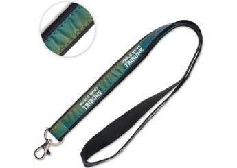 Lanyard polister plano com camada fluorescente