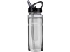   Garrafa (550 ml) transparente com fecho de rosca e palhinha.