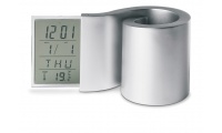 Relgio LCD com porta-lpis