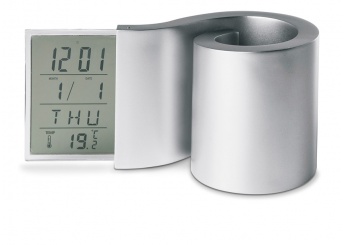 Relgio LCD com porta-lpis