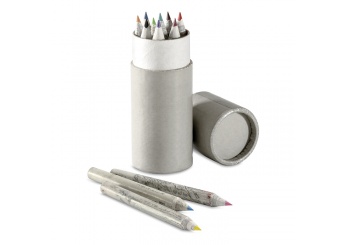 12 lpis de cor pequenos fabricados com papel de jornal reciclado