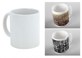 CANECA BRANCA COM IMPRESSO 20X8CM A CORES INCLUIDA