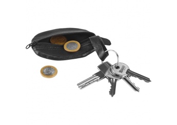 Porta-moedas oval em pele