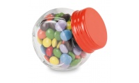 Chocolates 30 gramas em pote de vidro.