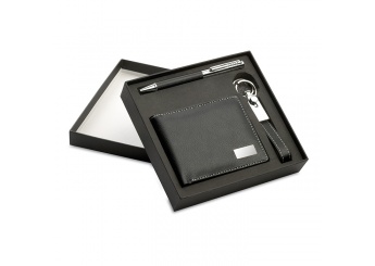 Conjunto presente: esferogrfica + porta-chaves + carteira ELEGANCI