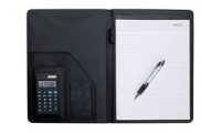 Porta-documentos A4 + calculadora + esferografica + bloco 20 folhas 