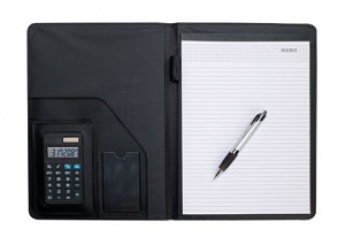 Porta-documentos A4 + calculadora + esferografica + bloco 20 folhas 