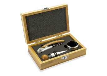 Conjunto de vinho em caixa de Bambu SONOMA