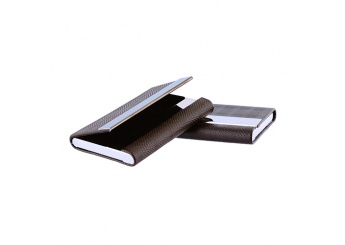 Porta-cartes horizontal com placa metal espelhada 