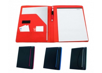 Portflio A4 + bloco de notas + suporte para caneta e elstico
