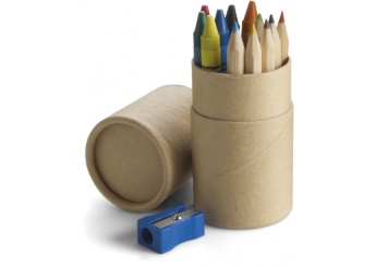 Tubo com 6 Lpis de cor + 6 lpis de cera + Apara Lpis